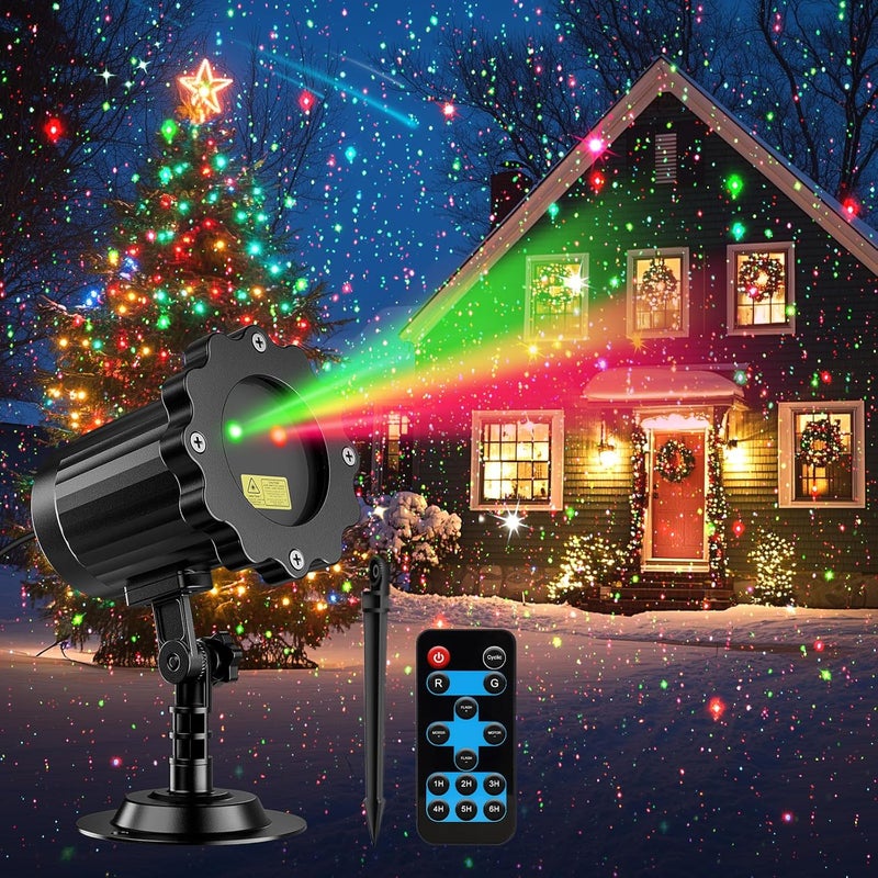 EH.DT Brighter Laser Christmas Lights Projector Outdoor, 2025 Upgraded 2 Colors Red Green Gypsophila Moving Twinkle Stars Light Show, Holiday Projector Landscape Spotlight Decorations for House/Garden/Party - Image 2